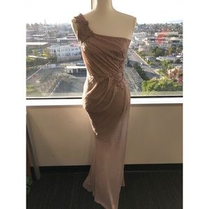 Shimmery Light Purple One Shoulder Maxi Dress